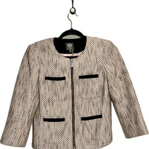 Vince Camuto Pink/White/Black Tweed Zip Lady Jacket